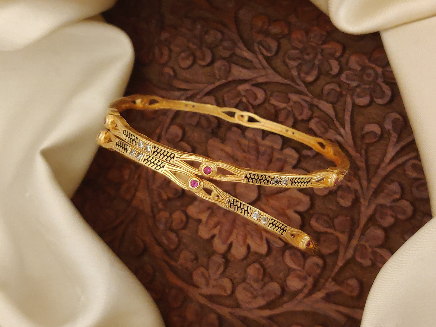 Beautiful Daily Wear Bangles With AD Stones Pack OF 2 Pis ( 1 Pair )