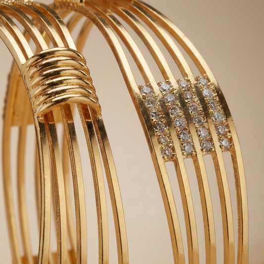 American Diamond Bangles With Micro Gold Finish Pack Of 2 Piece (1 Pair)