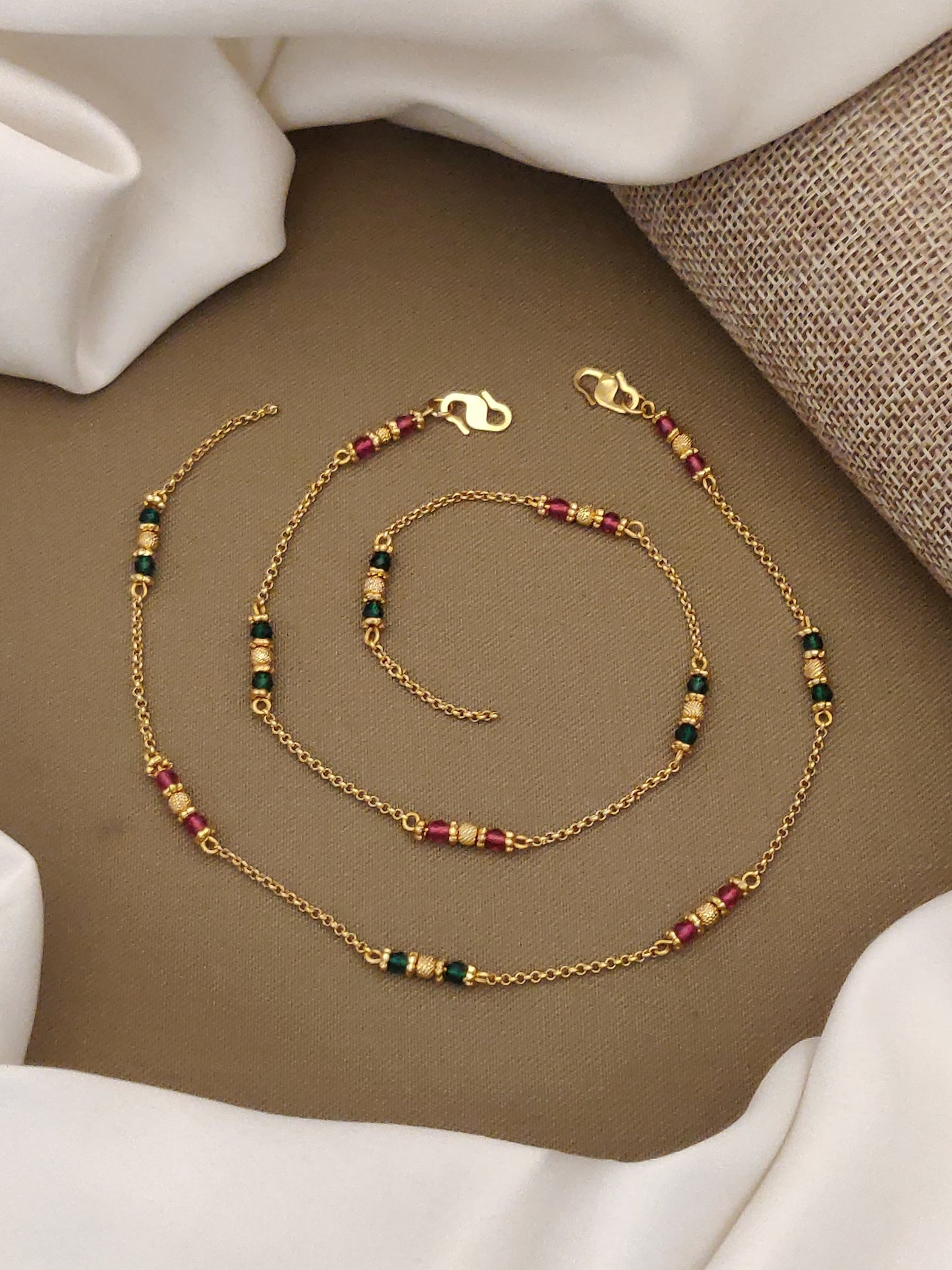 Stylish Daily Wear Anklets With Micro Gold Finish ( 10 " Inch )