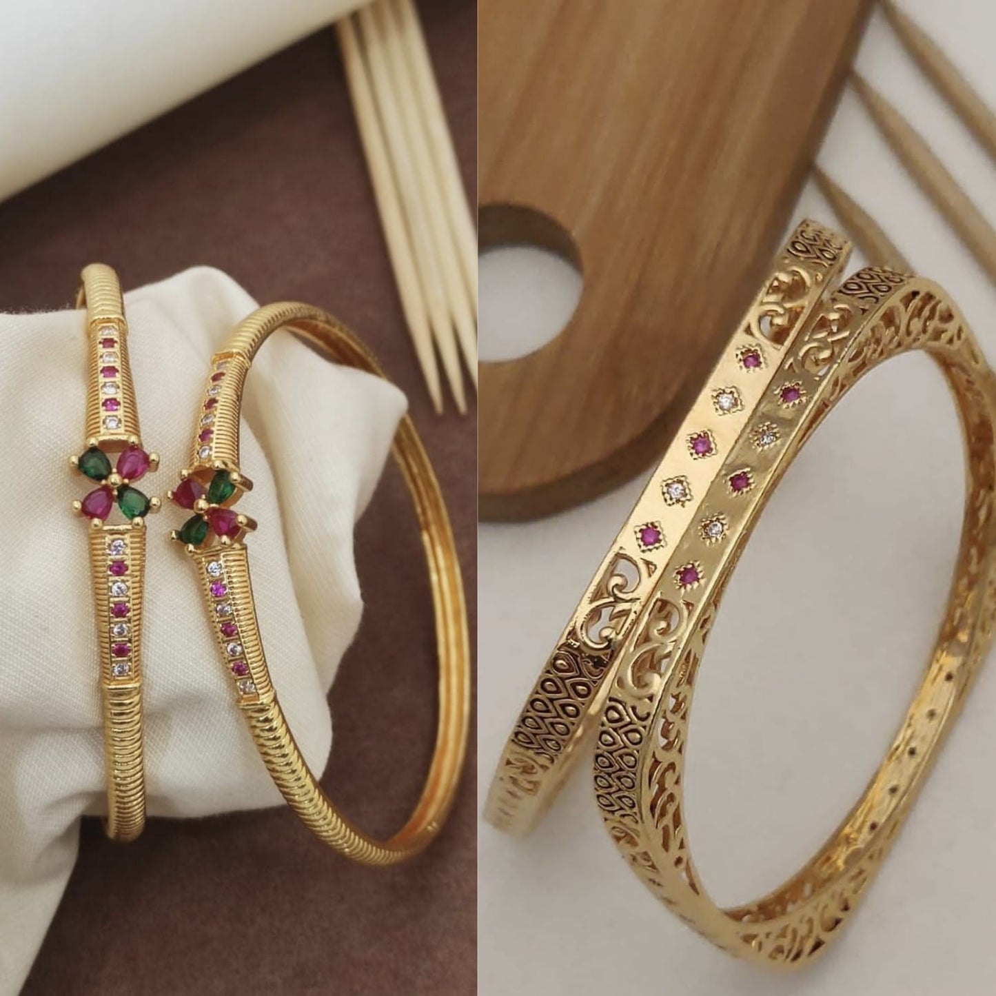 Beautiful Daily Wear Micro Gold Platin Bangles