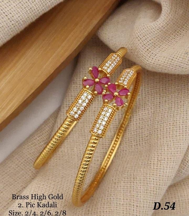 Beautiful Designer Bangles With AD Look Pack Of 2 Piece (1 Pair)