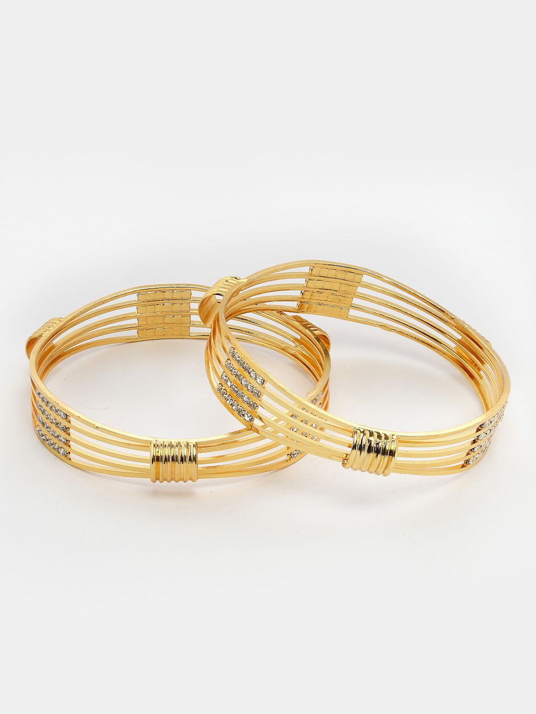 American Diamond Bangles With Micro Gold Finish Pack Of 2 Piece (1 Pair)