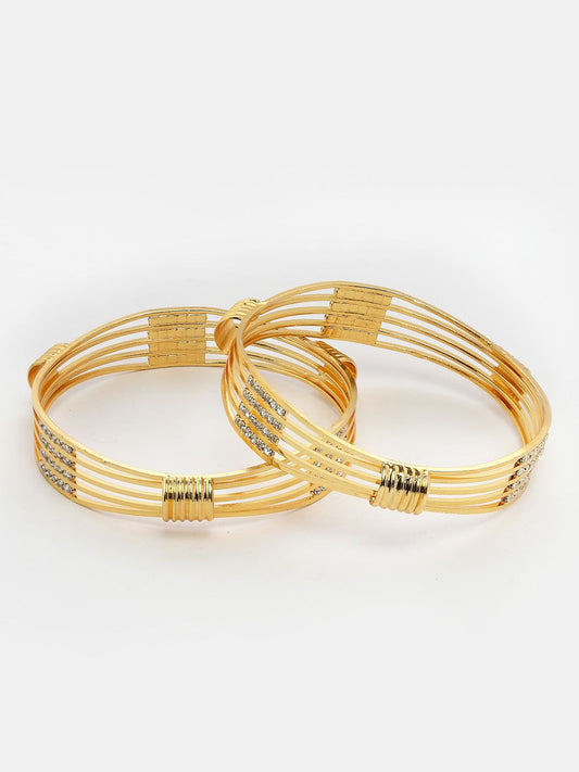 American Diamond Bangles With Micro Gold Finish Pack Of 2 Piece (1 Pair)