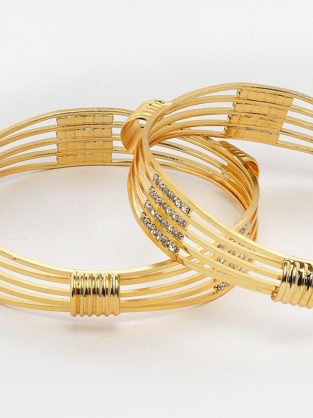 American Diamond Bangles With Micro Gold Finish Pack Of 2 Piece (1 Pair)