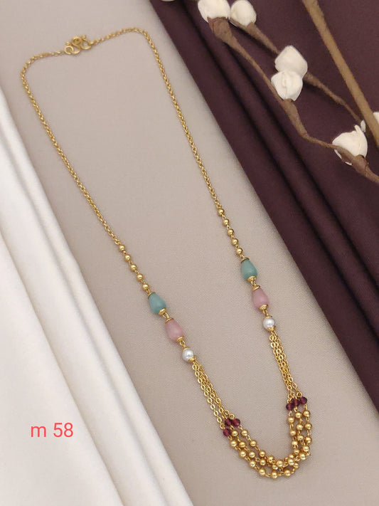 Beautiful Monalisa Mala With Layered Chain With Micro Gold Finish