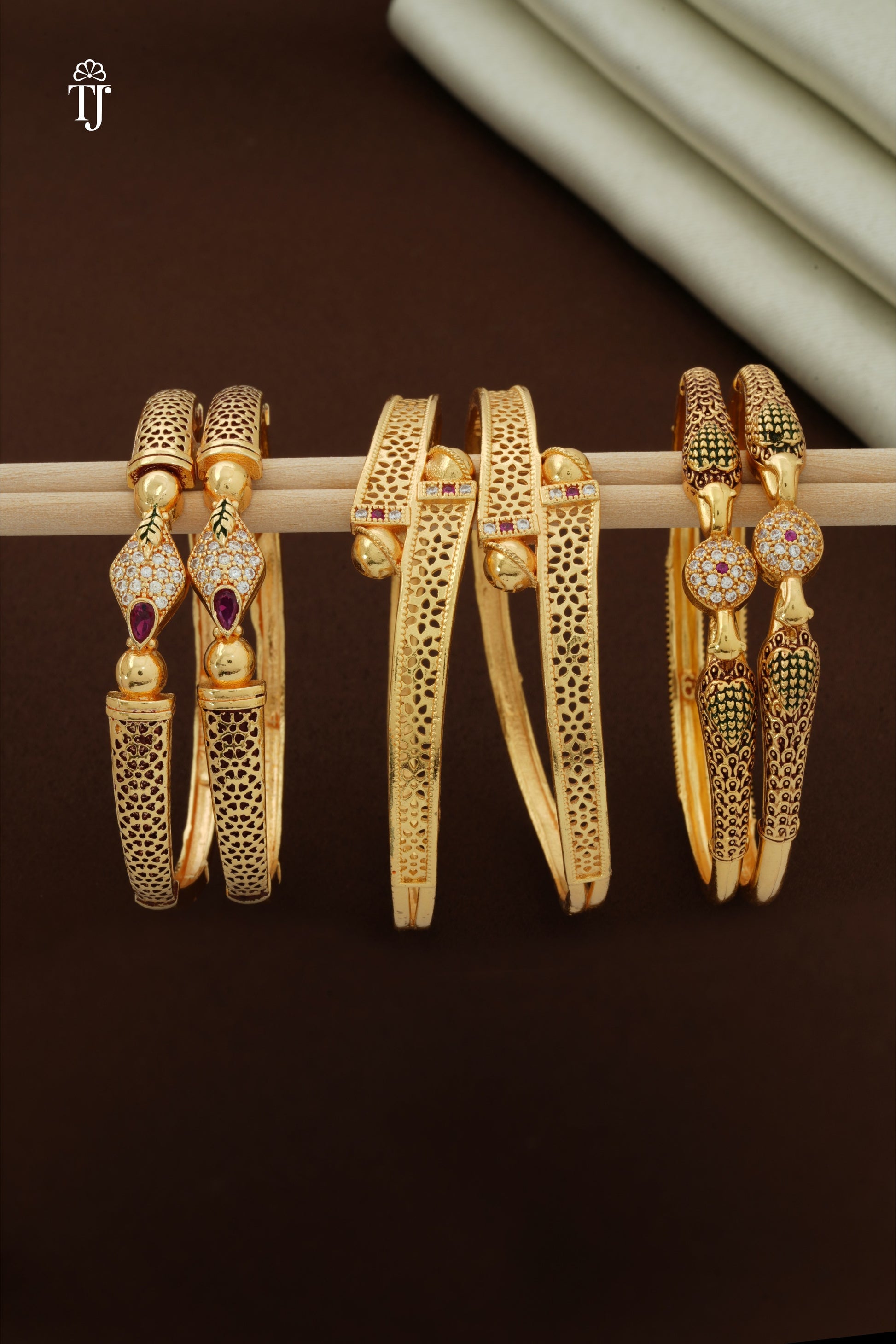 Gold Plated Daily Wear Bangles | Unique & Stylish Bangles for Everyday Use (3 Pair)