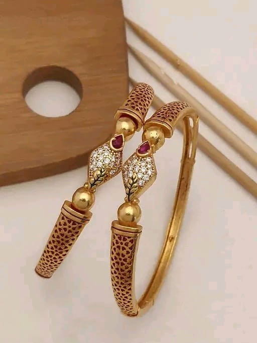 Beautiful Daily Wear Bangles With AD Stones Pack Of 2 Pis ( 1 Pair )