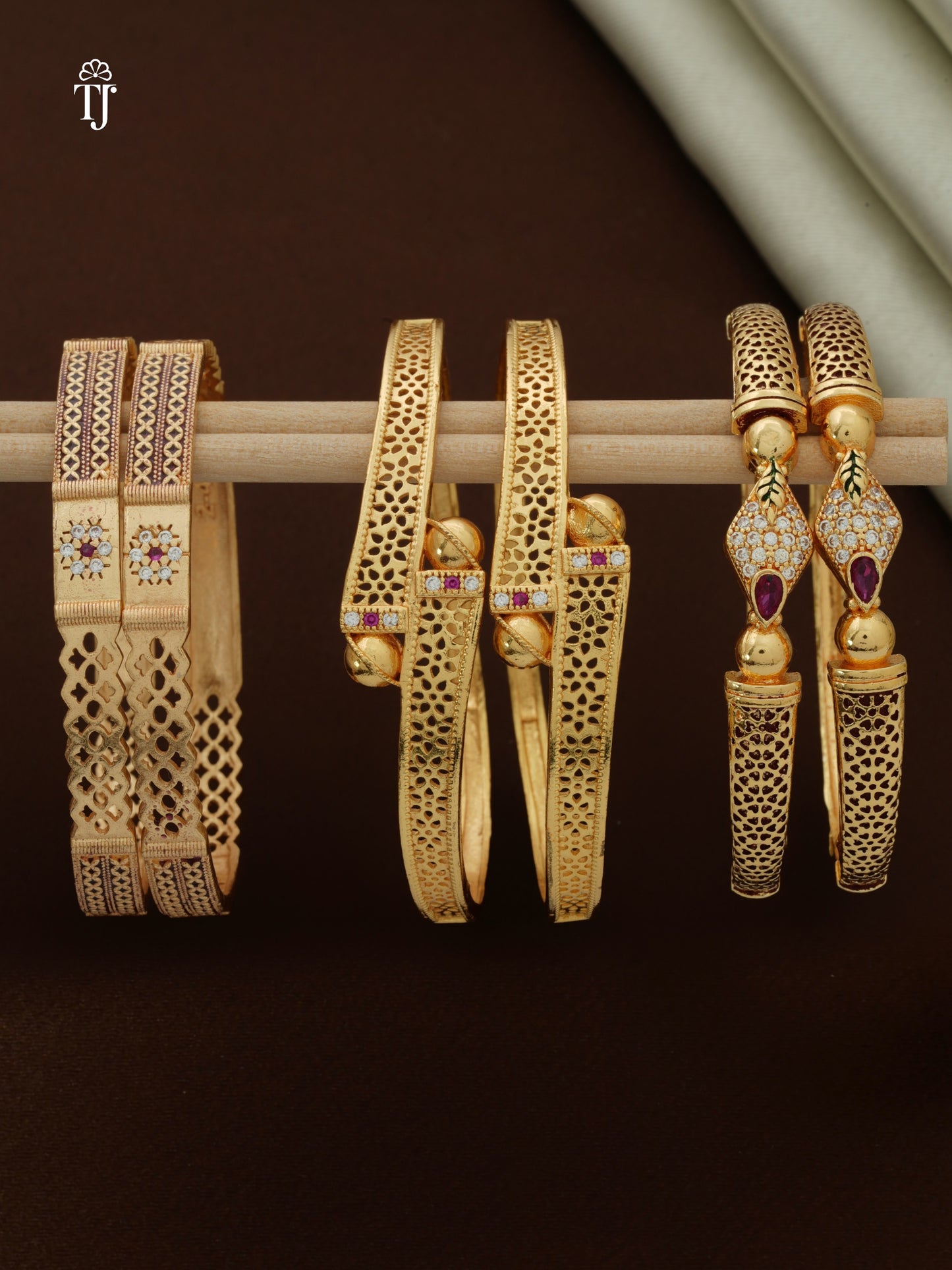 Premium Artificial Brass Bangles - 3 Pairs for ₹1299 | Stylish Bangles for Daily Wear