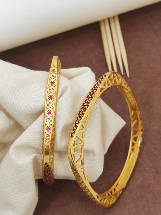 Beautiful Square Shape Bangles With AD Stone With Micro Gold pack of 2 pis ( 1 pair )