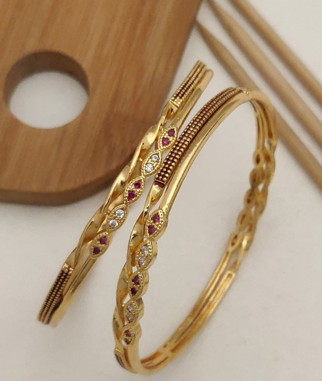 Stylish Oxodise Bangles With Micro Gold Finish Pack Of 2 Pis ( 1 Pair )