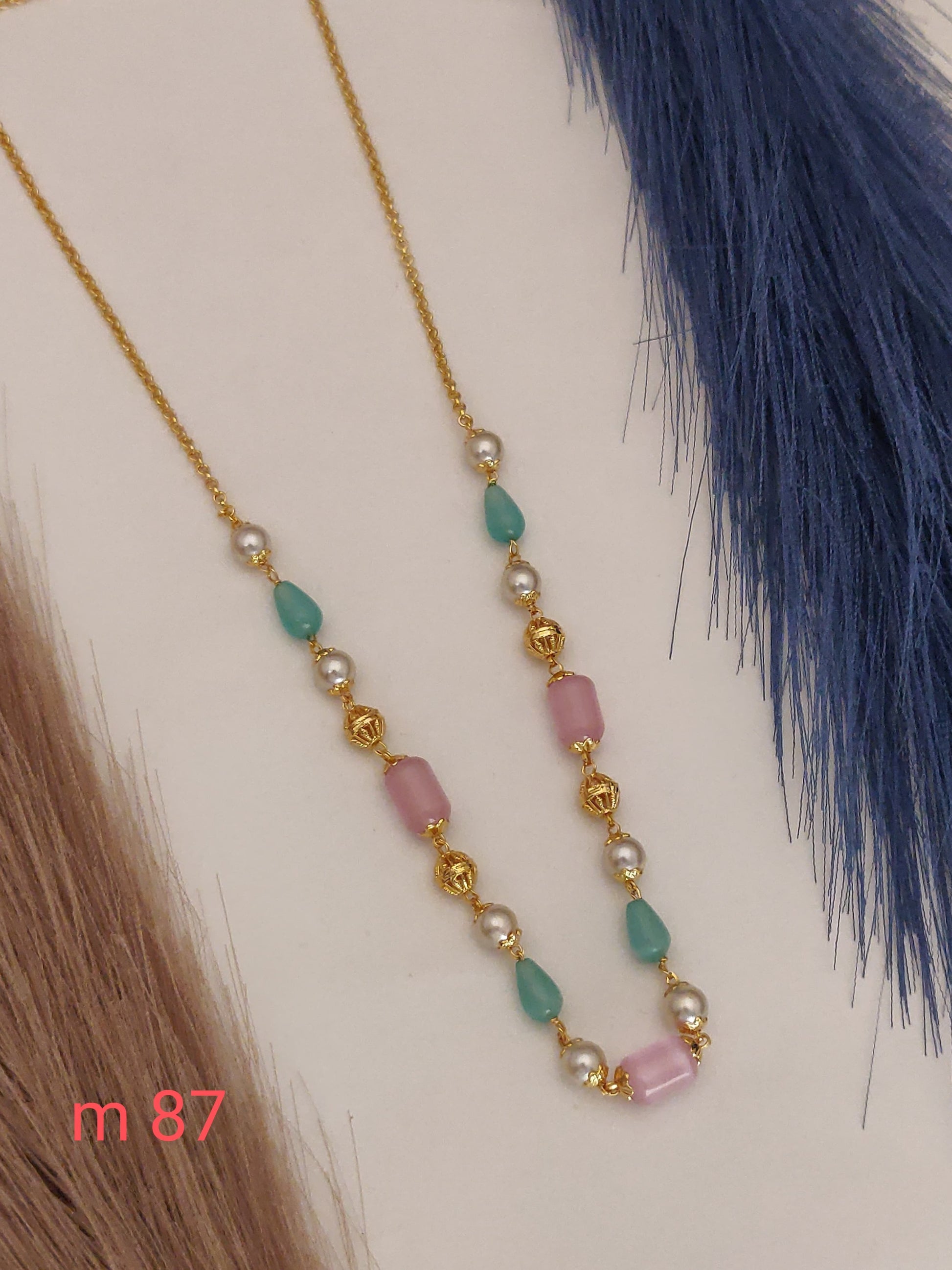 Beautiful Monalisa Stone Mala With Pearls