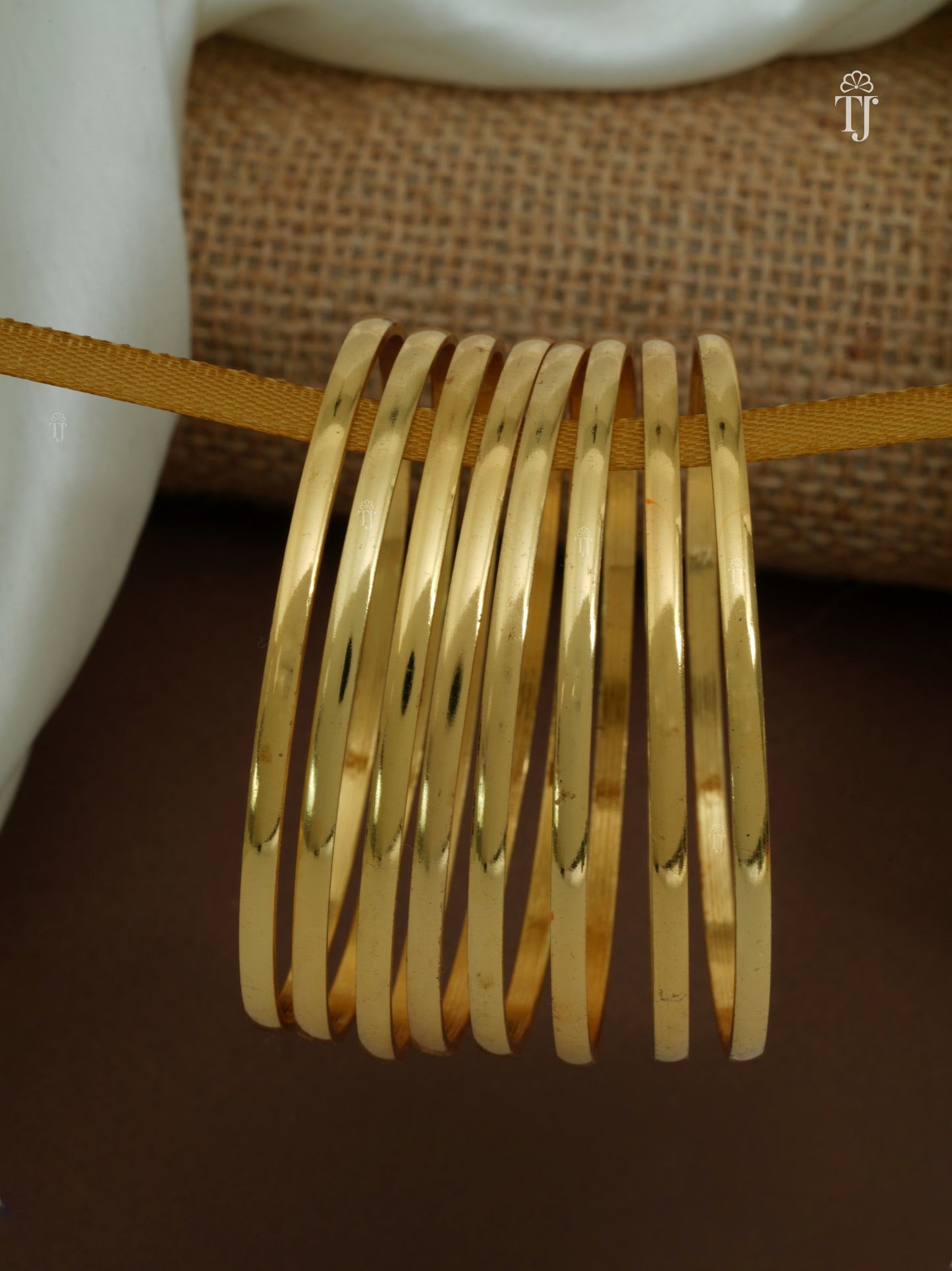 Gold Plated Sleek Plain Bangles – Charming 8-Piece Set for Daily Wear