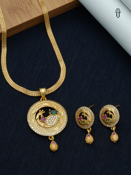 Artificial Gold Jewelry | Charming Pendant and Earrings Set for Women
