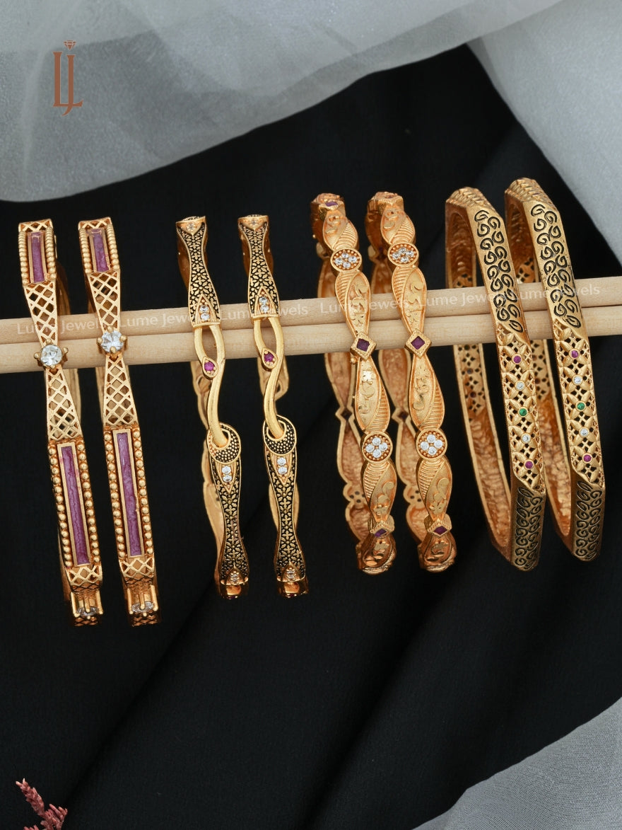 Combo of 4 Artificial Bangles Designs with Price | Flower Work & Slim Meena Bangles