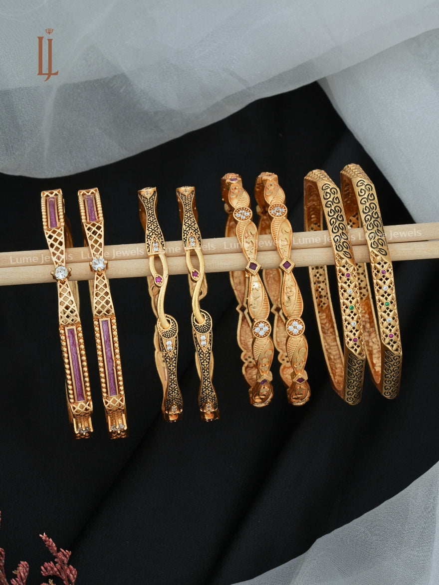 Combo of 4 Artificial Bangles Designs with Price | Flower Work & Slim Meena Bangles
