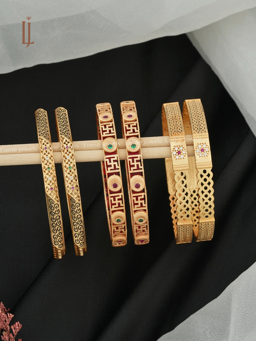 Bangles Set for Women | Sathiya, Leaf & Net Style Designer Bangles