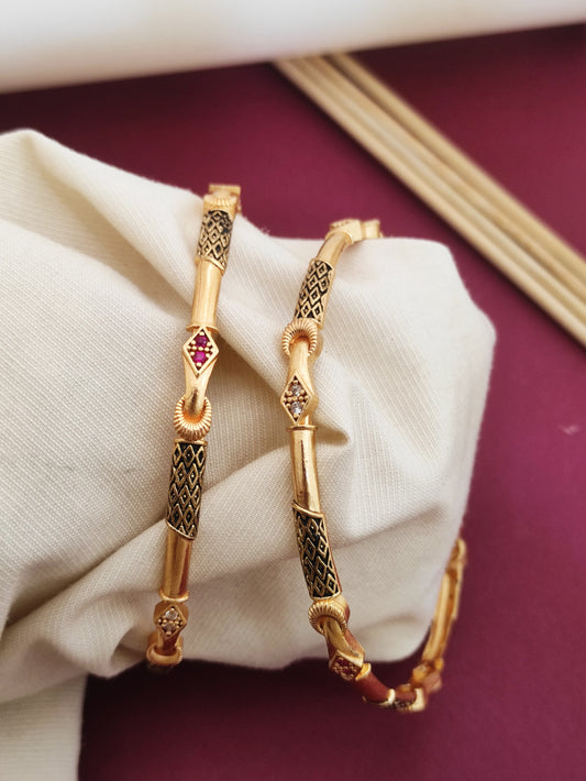 Beautiful Daily Wear Bangles With AD Stones Pack OF 2 Pis ( 1 Pair )