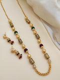 Beautiful Forming 1 Gram Golden Mala With Earrings