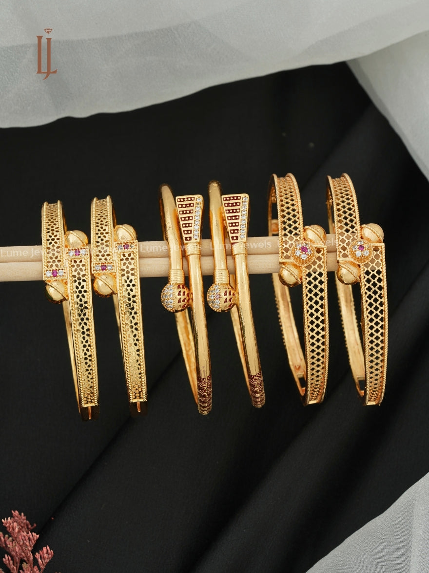 Buy Simple Daily Wear Bangles Online | Flower Design & Slim Meena work Bangle