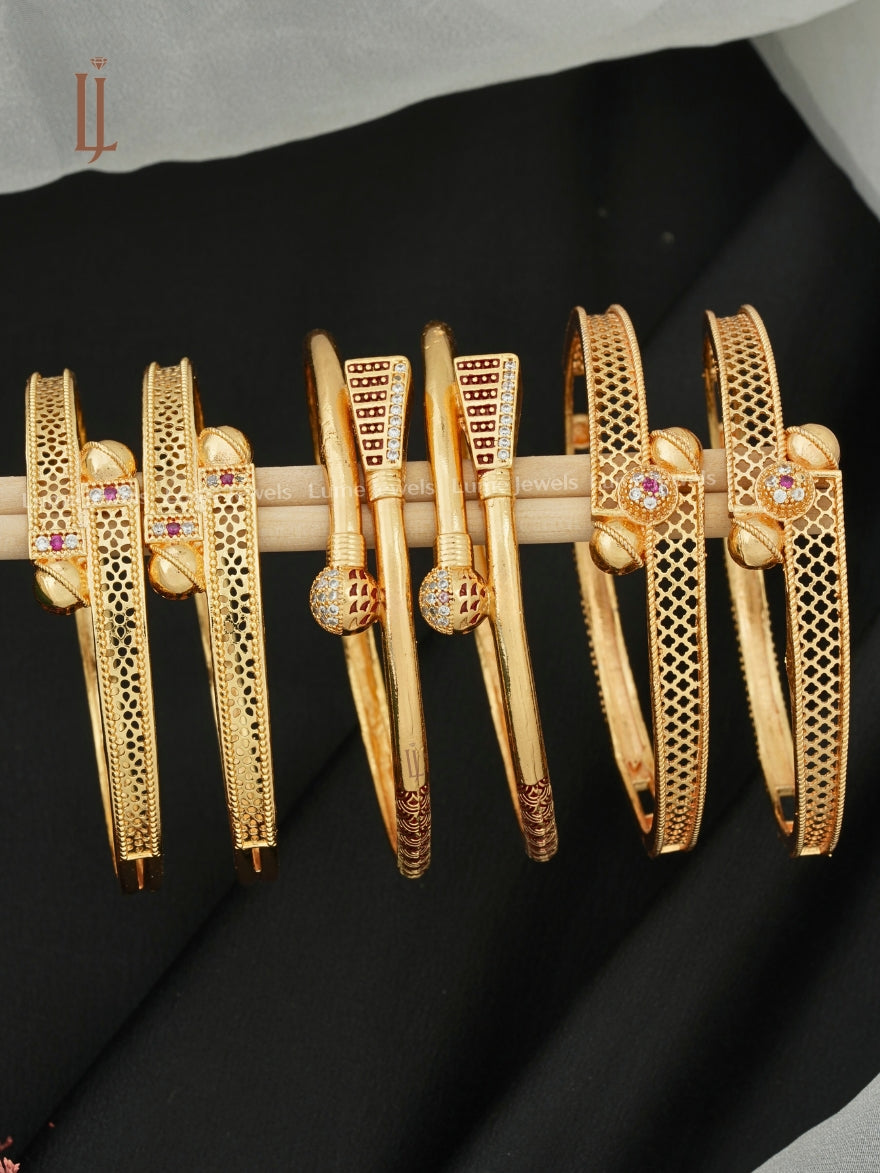 Buy Simple Daily Wear Bangles Online | Flower Design & Slim Meena work Bangle