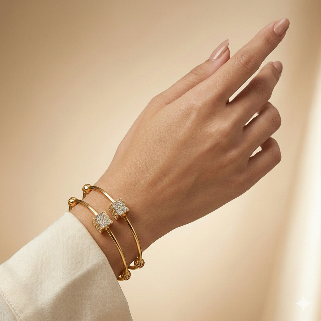 Women Gold Plated Bracelet Bangles