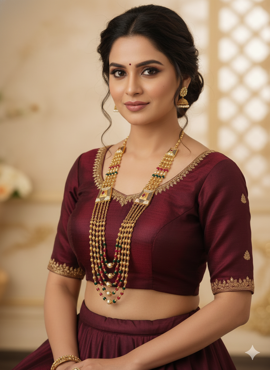 Beautiful Five Layer American Diamond Mala With Micro Gold Plating