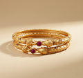 Stylish Hathi Mora Bangles With Matt Finish Gold Pack Of 2 Piece (1 Pair)
