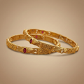 Beautiful Designer Bangles With Ruby Stones Pack Of 2 Pis ( 1 Pair )