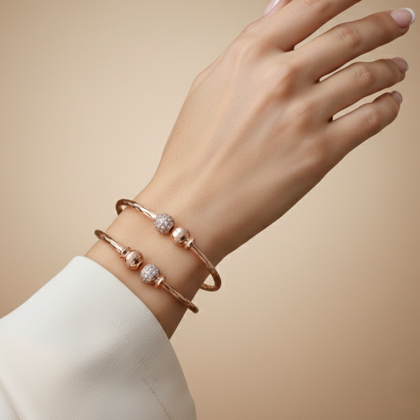 Stylish American Diamond Adjustable AD Ball Bracelets Pack of 2 pis (1 pair)