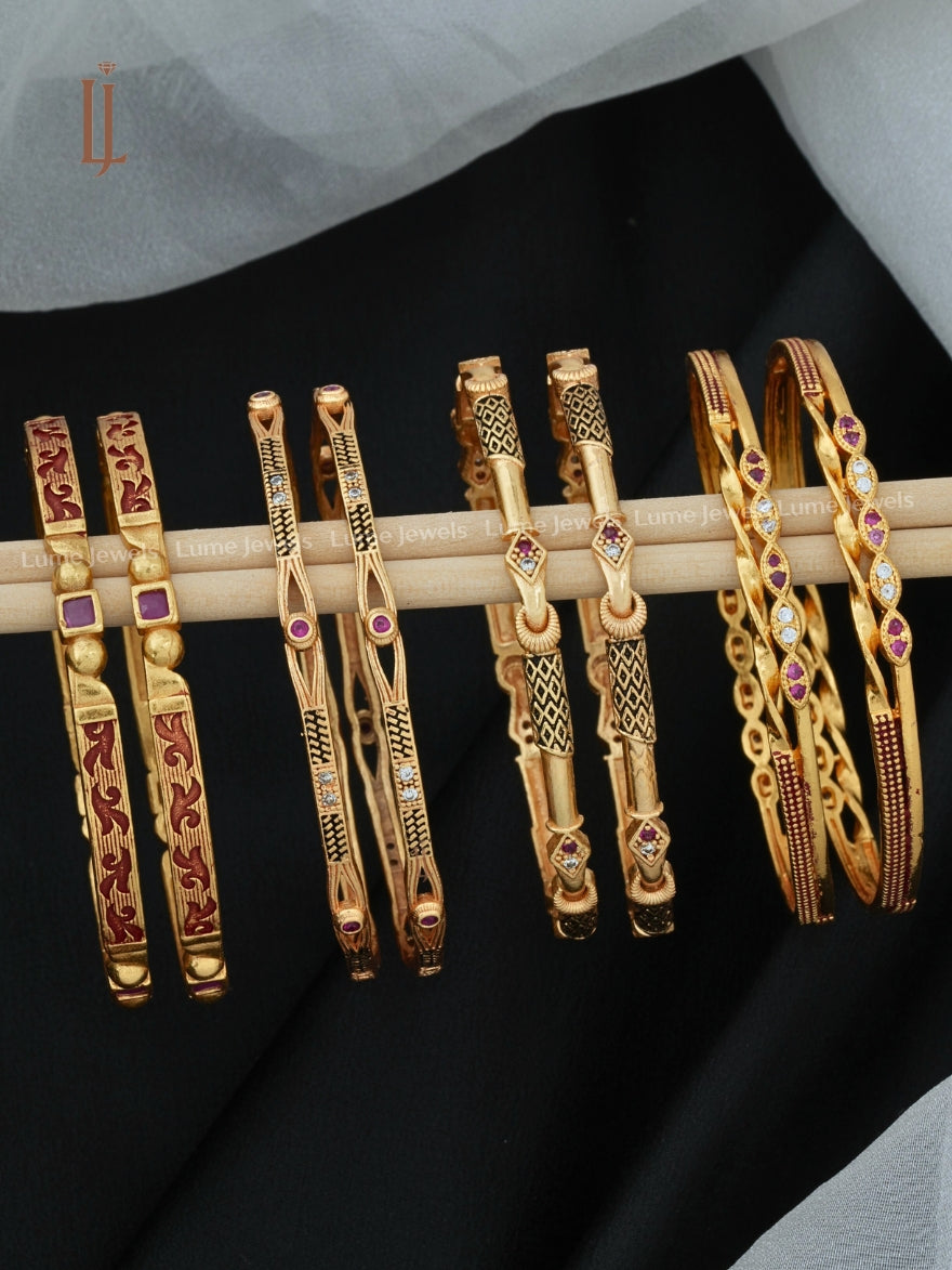 Combo of 4 Girls Artificial Bangles Designs with Price | Detailed Flower Pattern With AD Diamond Bangles (Copy)