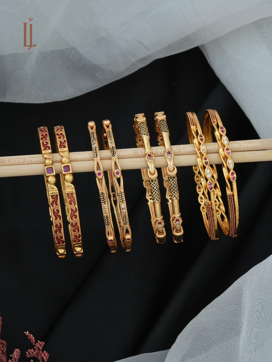 Combo of 4 Girls Artificial Bangles Designs with Price | Detailed Flower Pattern With AD Diamond Bangles (Copy)