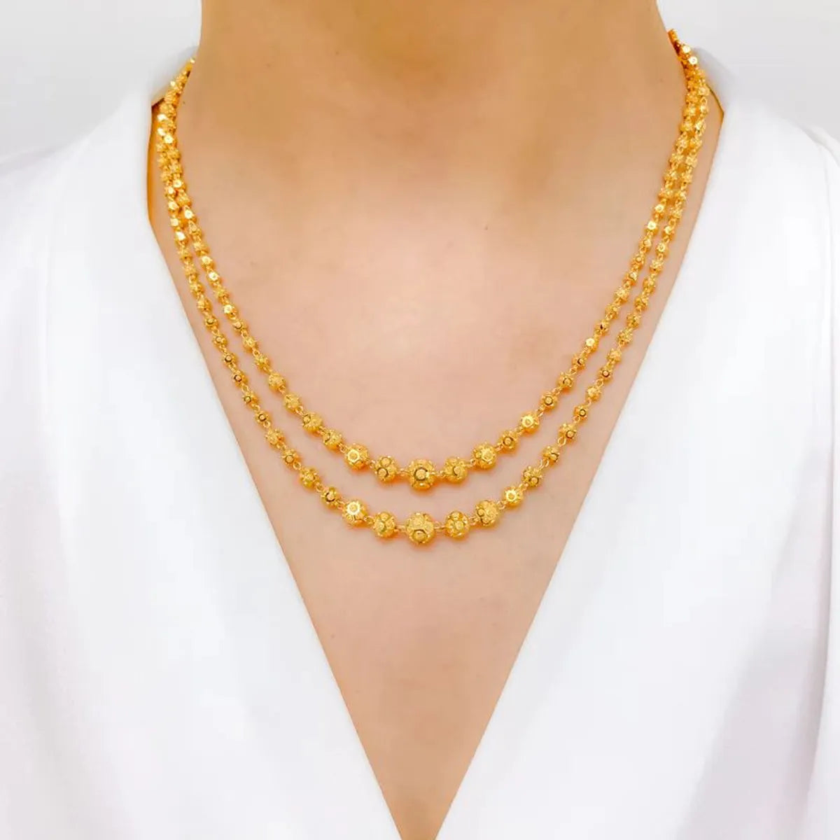Stylish Two Layer Mala With Micro Gold Finish