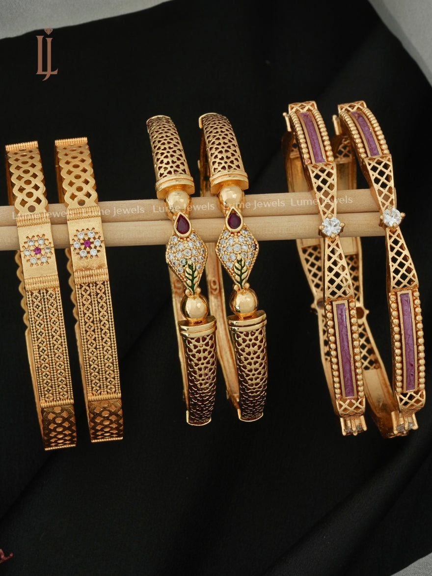 Indian Wedding Bangles Set | Designer Geometric & Net Style Bangles