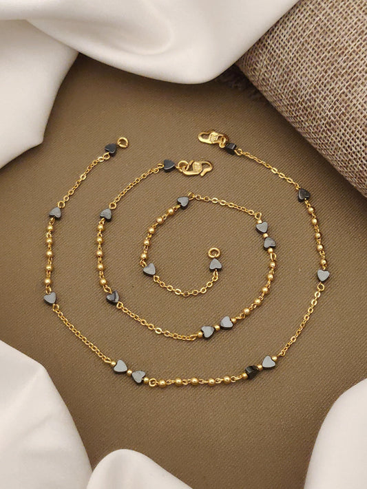 Stylish Daily Wear Anklets With Micro Gold Finish ( 10 " Inch )