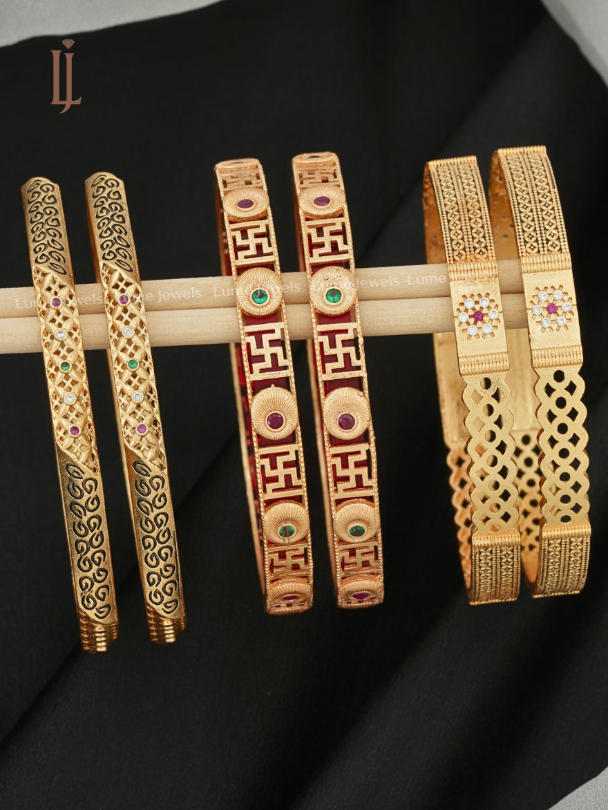 Bangles Set for Women | Sathiya, Leaf & Net Style Designer Bangles