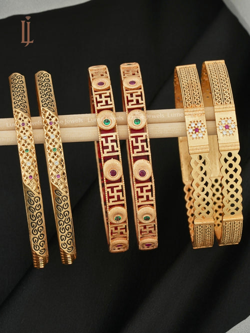 Bangles Set for Women | Sathiya, Leaf & Net Style Designer Bangles