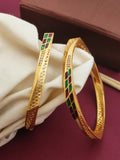 Stylish 3D Minawork Square Shape Bangles With Micro Gold Finish Pack Of 2 Pis ( 1 Pair )
