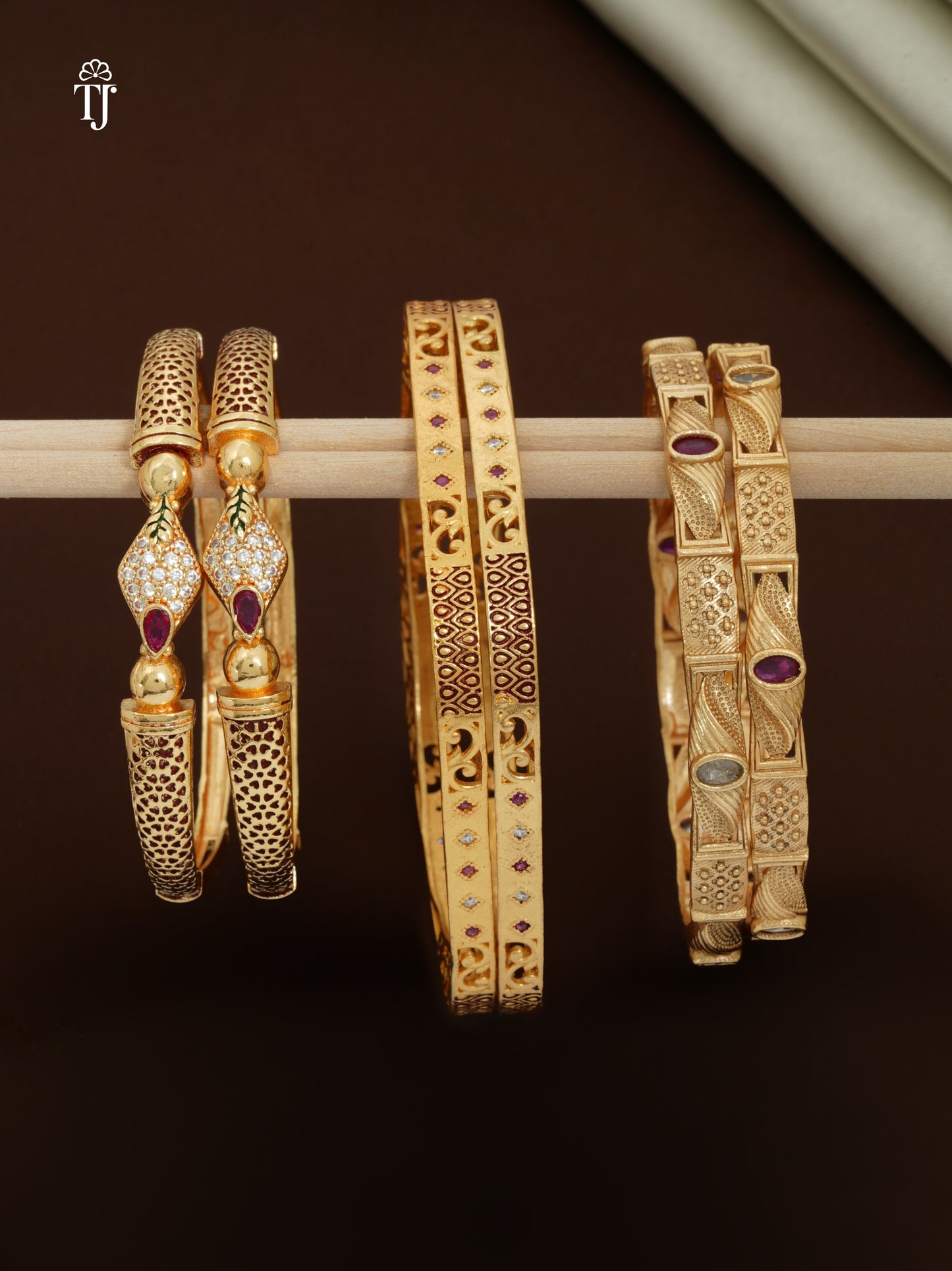 Buy Bangles Online India | Premium Artificial Brass Bangles - 3 Pairs for ₹1299