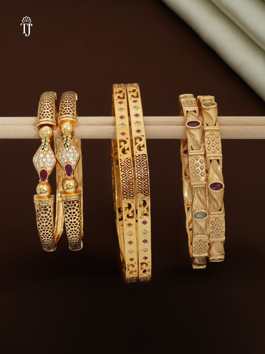 Buy Bangles Online India | Premium Artificial Brass Bangles - 3 Pairs for ₹1299