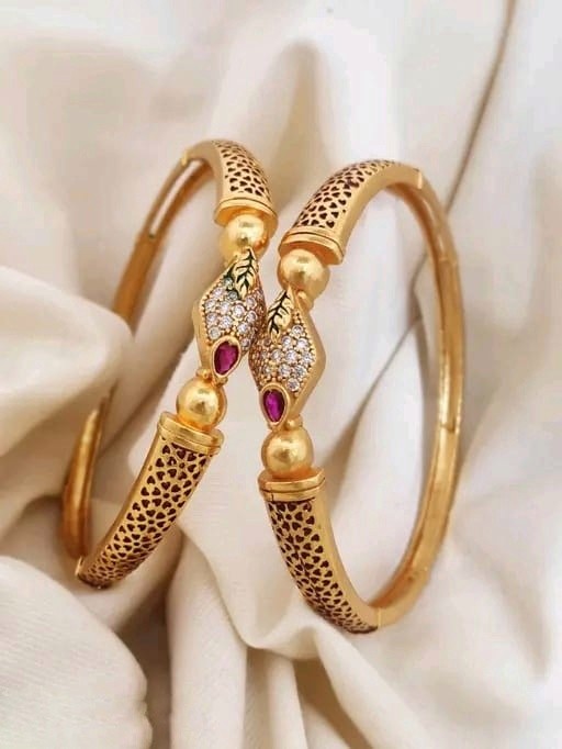 Beautiful Daily Wear Bangles With AD Stones Pack Of 2 Pis ( 1 Pair )