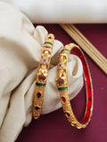 Stylish Elephant Style Bangles With Red Plastic Chips Pack Of 2 Pis ( 1 Pair )