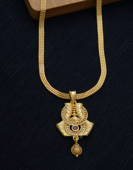 1gm Gold Plated Pendant Set for Women | Radiant Pendant and Earrings Set