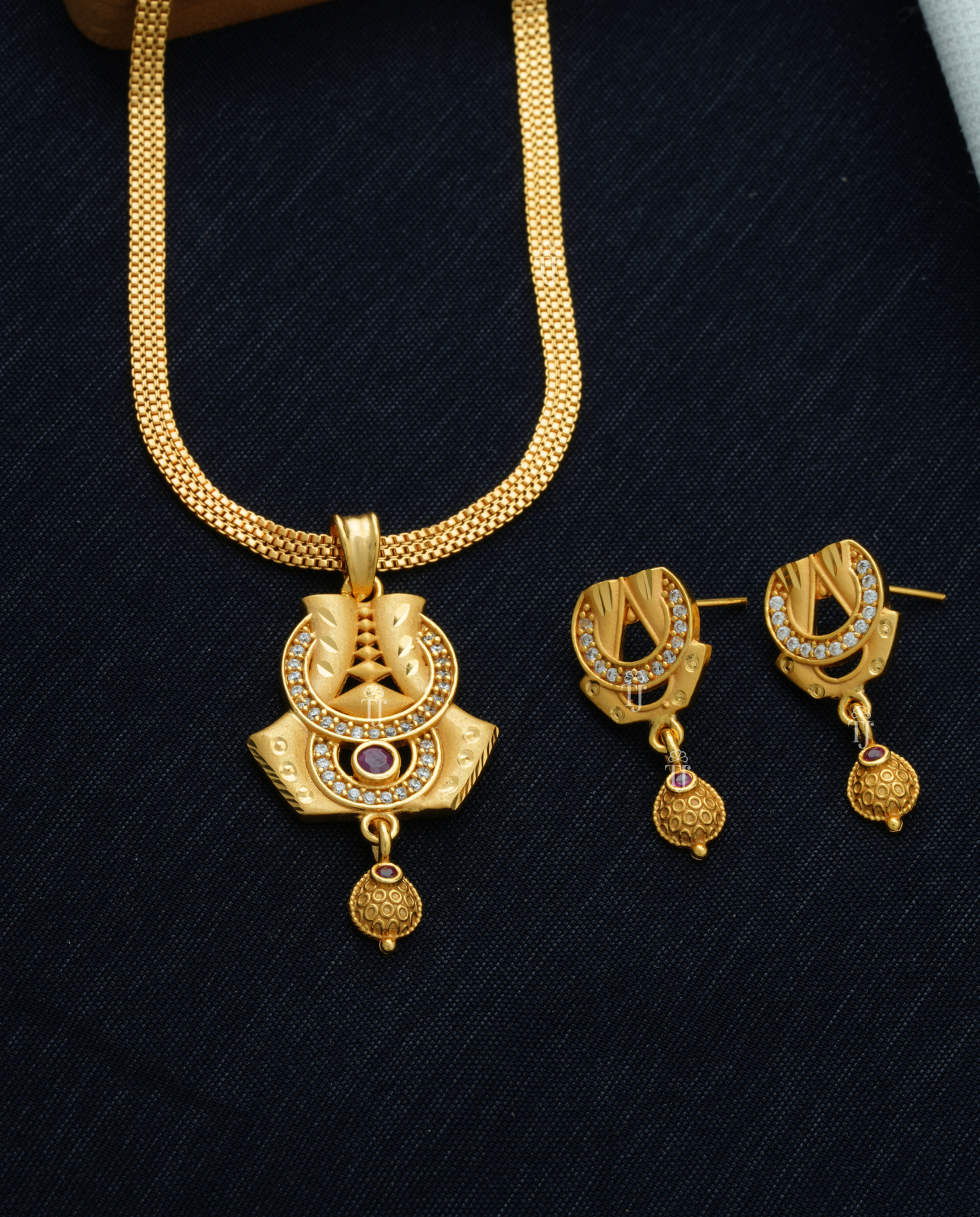 1gm Gold Plated Pendant Set for Women | Radiant Pendant and Earrings Set
