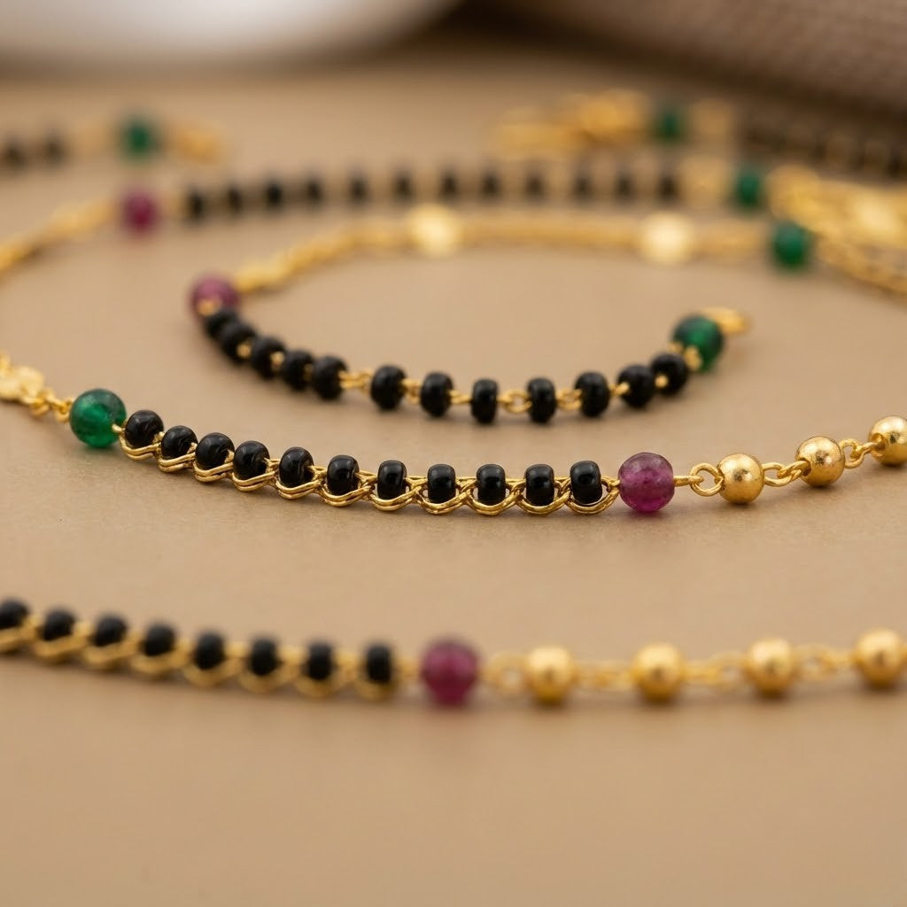 Stylish Daily Wear Anklets With Micro Gold Finish ( 10 " Inch )