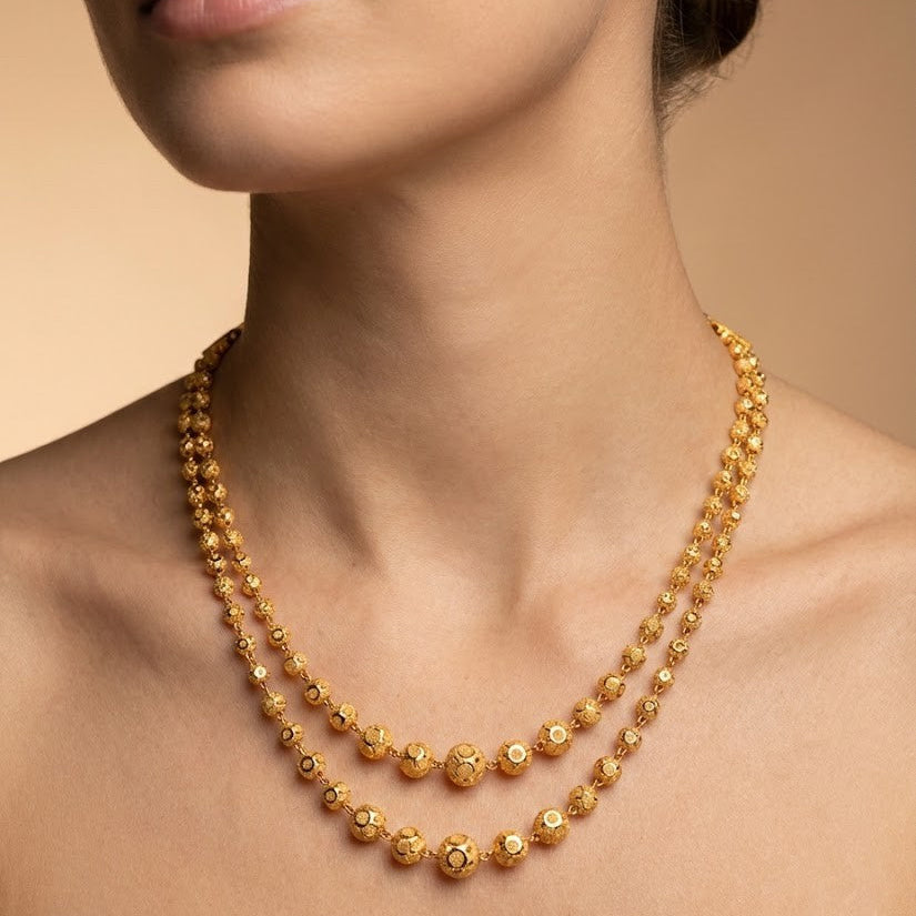 Stylish Two Layer Mala With Micro Gold Finish