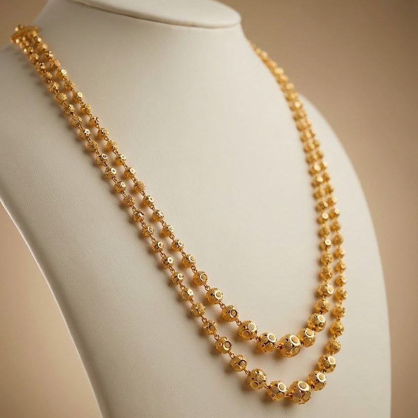 Stylish Two Layer Mala With Micro Gold Finish