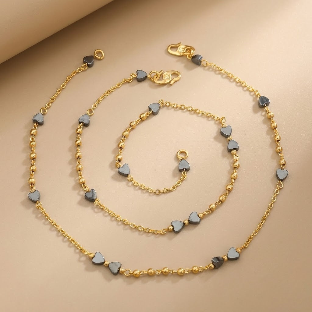 Stylish Daily Wear Anklets With Micro Gold Finish ( 10 " Inch )