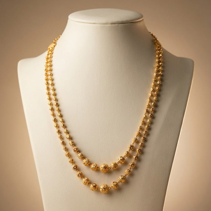 Stylish Two Layer Mala With Micro Gold Finish