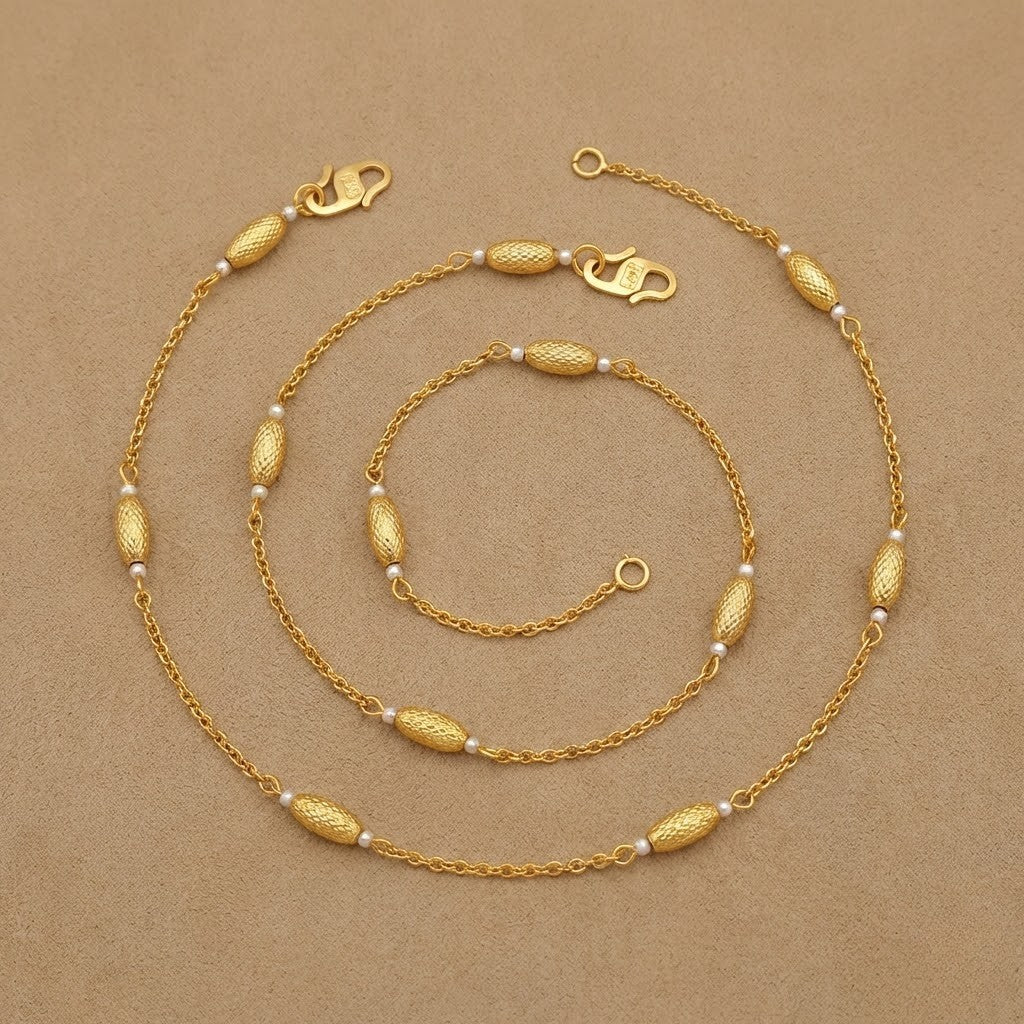 Stylish Daily Wear Anklets With Micro Gold Finish ( 10 " Inch )