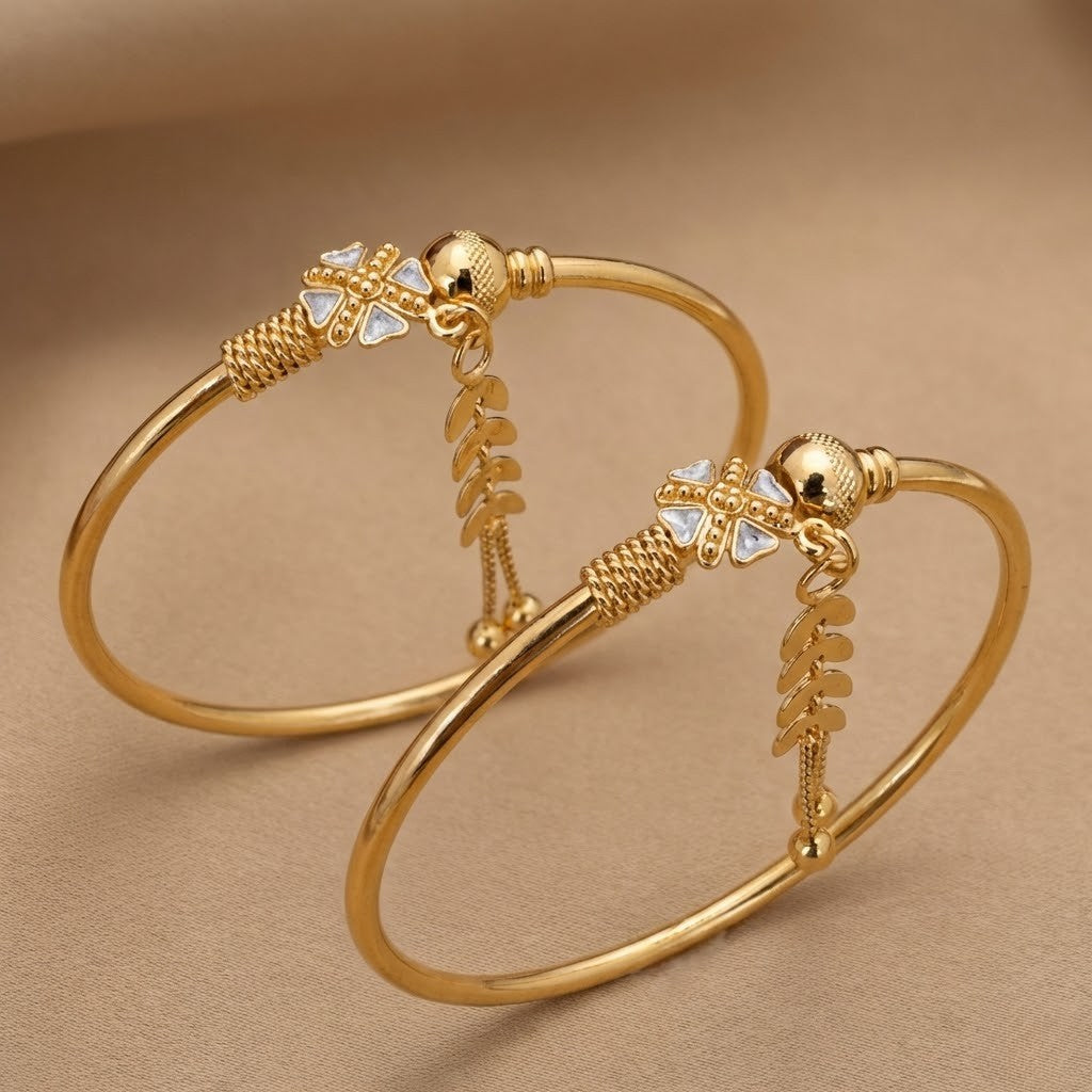 Stylish Daily Wear Golden Bracelet For Women & Girls Pack Of 2 Pis ( 1 Pair )